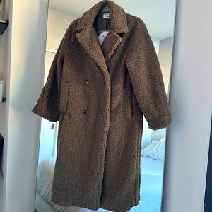 Princess Polly Sonoma Long Teddy Coat Brown